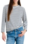 Alex Mill Lakeside Striped Cotton-jersey Top In Off White/ Navy