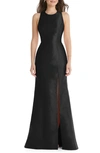 Alfred Sung Jewel Neck Open Back Gown In Black