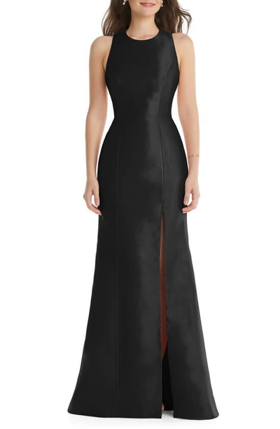 Alfred Sung Jewel Neck Open Back Gown In Black