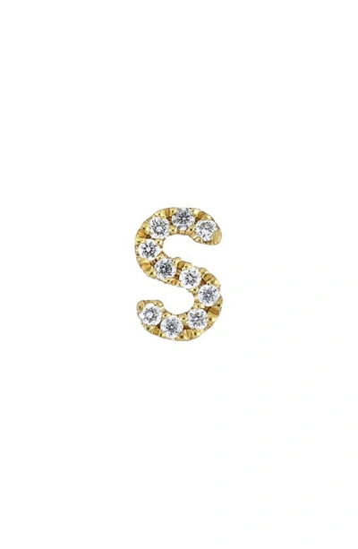 Bony Levy Icon Diamond Initial Single Stud Earring In 18k Yellow Gold - S