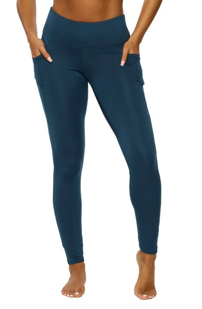 Felina High Waist Pocket Leggings In Majolica Blue