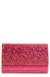 Kurt Geiger Party Glitter Envelope Clutch In Bright Pink
