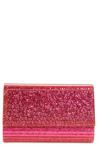 Kurt Geiger Party Glitter Envelope Clutch In Bright Pink