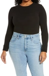 Madewell Crewneck Thong Bodysuit In True Black