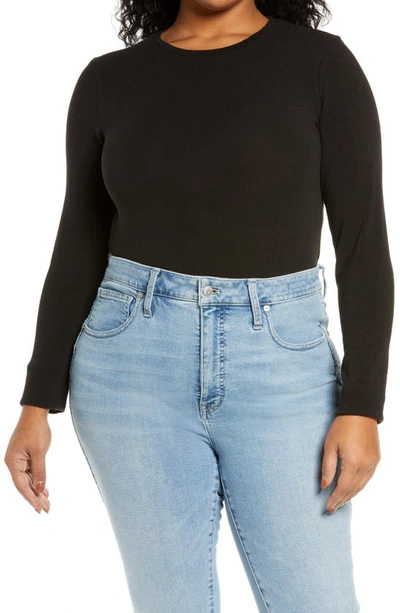Madewell Crewneck Thong Bodysuit In True Black