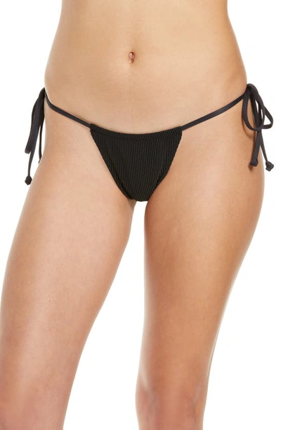 Frankies Bikinis Tia Ribbed Bikini Bottoms In Black