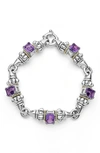Lagos Glacier Sterling Silver, 18k Gold & Amethyst Five Link Bracelet In Amethyst