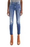 Mother The Dazzler Mid Rise Ankle Straight Jeans In Weekend Warrior In Multi