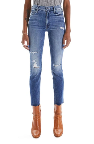 Mother The Dazzler Mid Rise Ankle Straight Jeans In Weekend Warrior In Blue