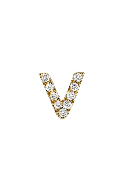 Bony Levy Icon Diamond Initial Single Stud Earring In 18k Yellow Gold - V