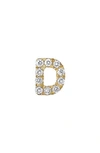 Bony Levy Icon Diamond Initial Single Stud Earring In 18k Yellow Gold - D