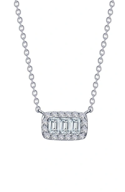 Lafonn Simulated Diamond Baguette Charm Necklace In Silver