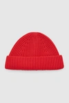 Cos Short Merino Wool Beanie In Orange