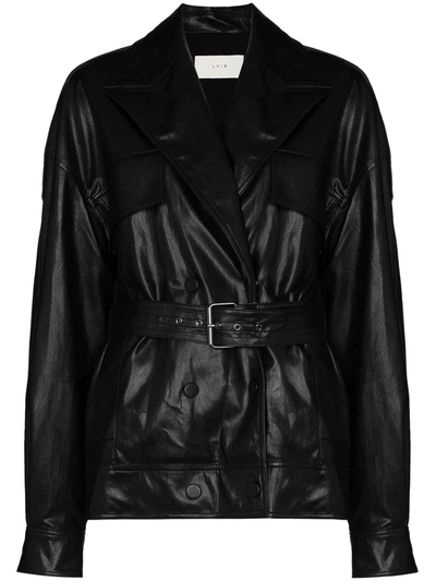 Lvir Belted Faux-leather Jacket In Black