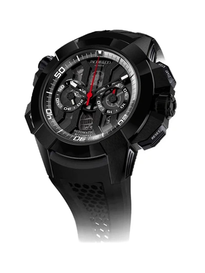 Jacob & Co. Ec400.21.ab.ab.abrua Epic X Chrono Titanium And Rubber Automatic Watch In Black