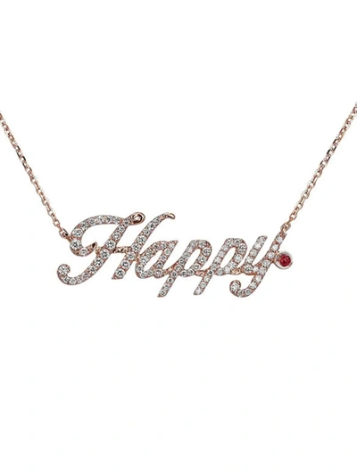 Jacob & Co. Women's Sentiments 18k Rose Gold, Ruby & Diamond Happy Necklace