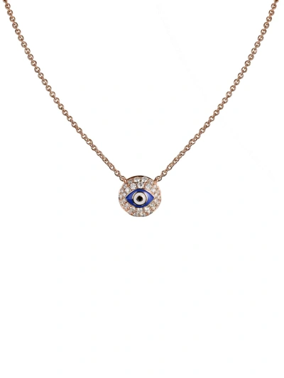 Jacob & Co. Women's 18k Rose Gold, Diamond & Blue Enamel Evil Eye Chain Necklace