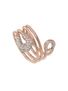 Jacob & Co. Women's Safety Pin 18k Rose Gold & Diamond Half Pavé Ring