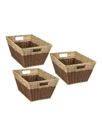 Honey-can-do Rectangle Nesting Seagrass 3-piece Storage Baskets Set In Grey