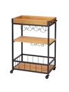 HONEY-CAN-DO INDUSTRIAL ROLLING BAR CART WITH REMOVABLE SERVING TRAY,400015482994