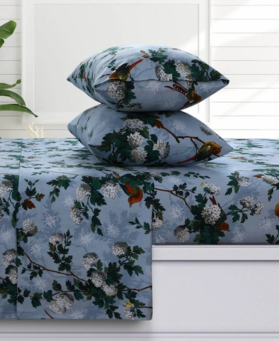 Azores Home Celina Floral 170-gsm Flannel Extra Deep Pocket 4 Piece Sheet Set, California King In Multicolor