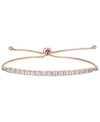 Macy's Diamond Bolo Bracelet (1/10 Ct. T.w.) In Sterling Silver, 14k Gold-plated Sterling Silver Or 14k Ros In Rose Gold Over Sterling Siver