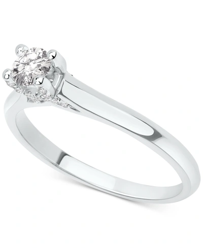 Macy's Diamond Solitaire Engagement Ring (1/3 Ct. T.w.) In 14k Gold In White Gold