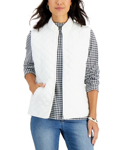 Karen Scott Petite Quilted Puffer Vest, Created For Macy's In Winter White
