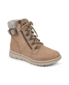 Cliffs By White Mountain Hearty Knit Collar Lace-up Boot In Wheat/fabric/sweater