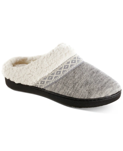Isotoner Signature Women's Heather-knit Ada Hoodback Boxed Slippers In Gray