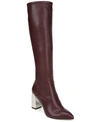 Franco Sarto Katherine Womens Faux Leather Wide Calf Knee-high Boots In Burgundy Faux Leather