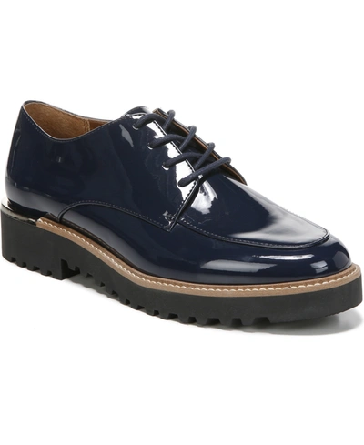 Franco Sarto Charles Lug Sole Oxfords In Inky Navy Faux Patent
