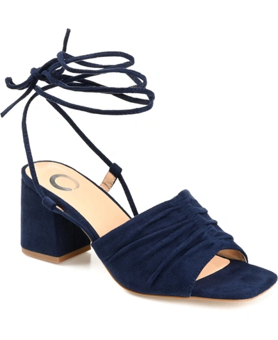 Journee Collection Women's Felisity Ruched Sandals Women's Shoes In Midnight