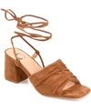 Journee Collection Women's Felisity Ruched Sandals Women's Shoes In Cognac