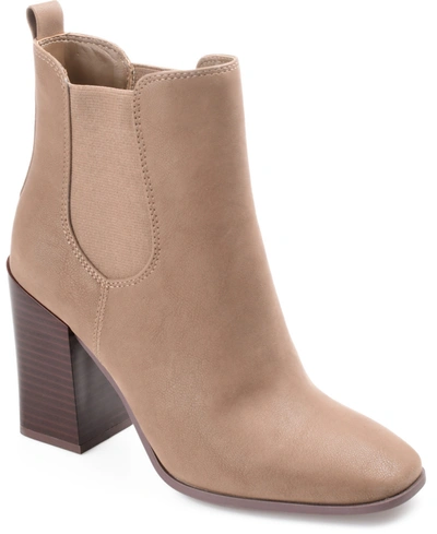 Journee Collection Maxxie  Womens Dressy Almond Toe Ankle Boots In Taupe