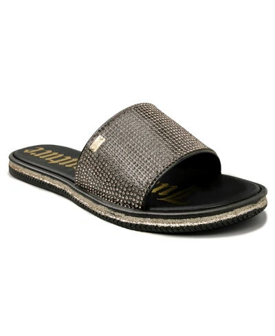 Juicy Couture Women's Yummy Sandal Slides Women's Shoes In Black/gold Tone