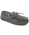 Minnetonka Men's Pile Lined Hardsole Moccasin Slippers Men's Shoes In Charcoal