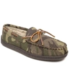 Minnetonka Men's Pile Lined Hardsole Moccasin Slippers Men's Shoes In Green Camo Print