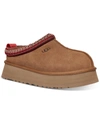 Ugg Tazz Embroidered Shearling Platform Slippers In Chestnut