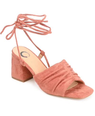 Journee Collection Felisity Vegan Lace-up Tie Pump In Brick