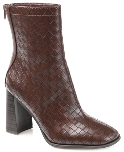 Journee Collection Women's Brielle Woven Booties In Brown