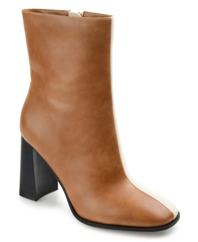 Journee Collection Women's January Two-tone Bootie Women's Shoes In Cognac