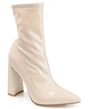 Journee Collection Veralee Pointed Toe Block Heel Boot In Bone