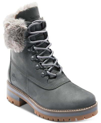 Timberland Women's Courmayeur Valley 6" Faux Fur Waterproof Lug Sole Boots Women's Shoes In Grey