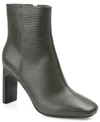 Journee Collection Sarla Lizard Embossed Block Heel Bootie In Olive