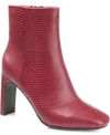 Journee Collection Sarla Lizard Embossed Block Heel Bootie In Wine