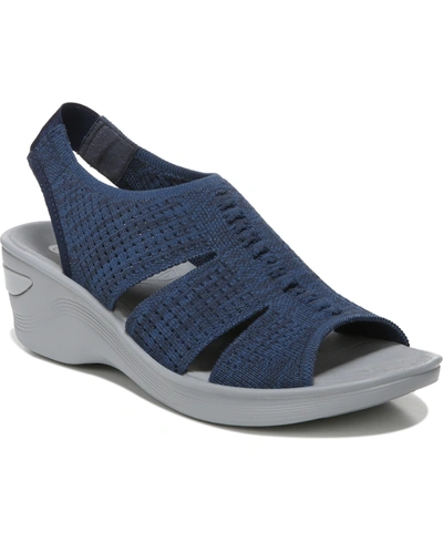 Bzees Double Up Washable Wedge Slingbacks In Navy Knit Fabric