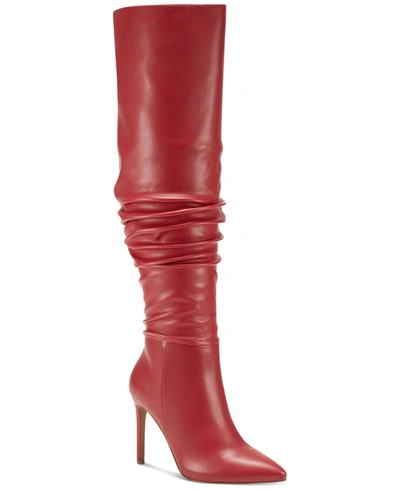 Inc International Concepts Women's Iyonna Over-the-knee Slouch Boots, Created For Macy's In Red Smooth