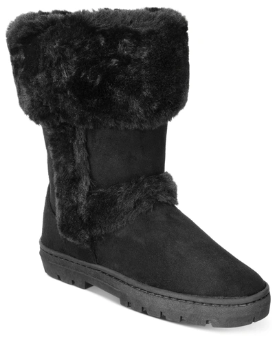 Style & Co Witty Womens Faux Suede Cold Weather Winter & Snow Boots In Black