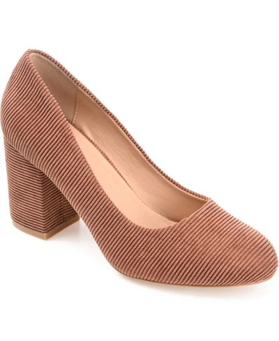 Journee Collection Women's Fai Corduroy Heels Women's Shoes In Tan/beige